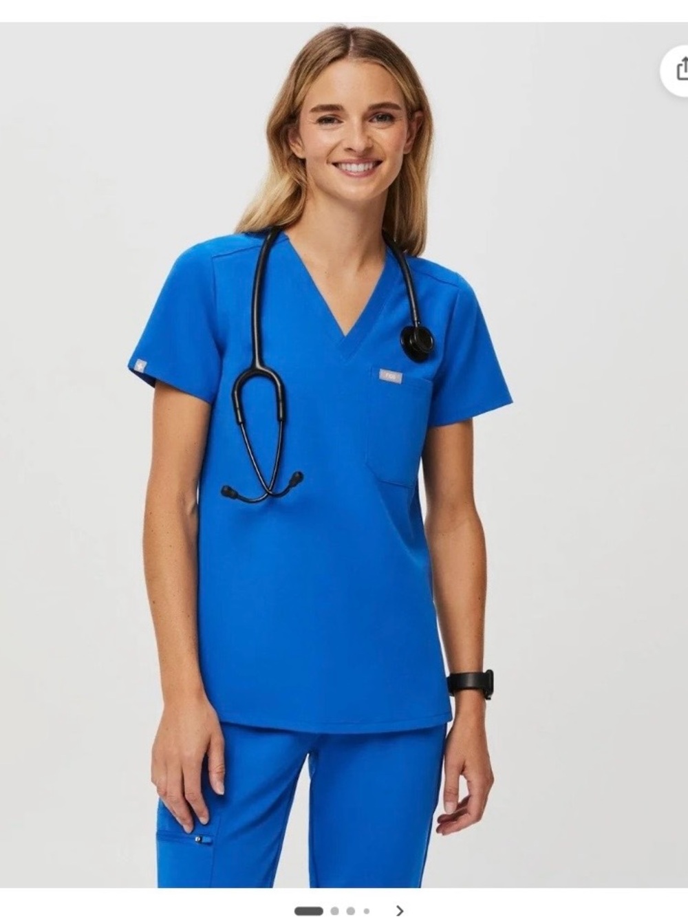 Figs Women’s One Pocket Blue Catarina Scrub Top. Size Medium
